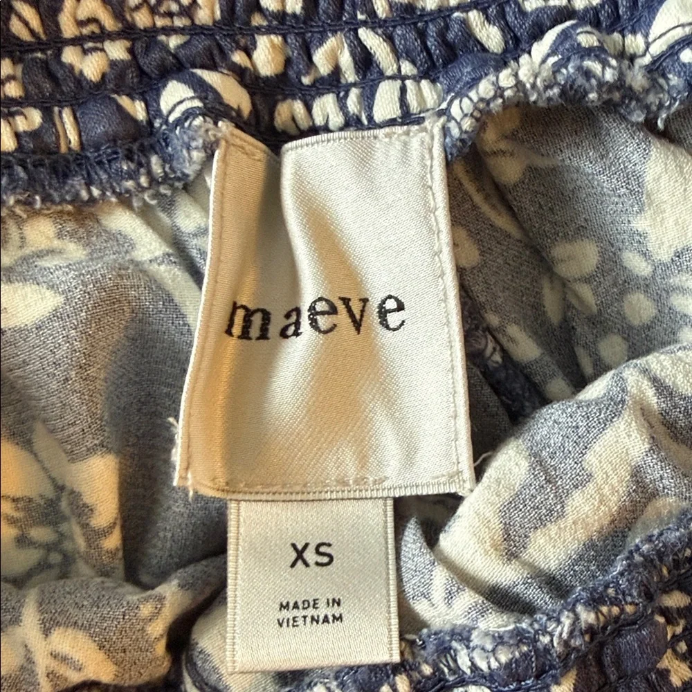 Maeve Navy Wide-Leg Floral Palazzo Pants with Cream Print - Picture 3 of 3